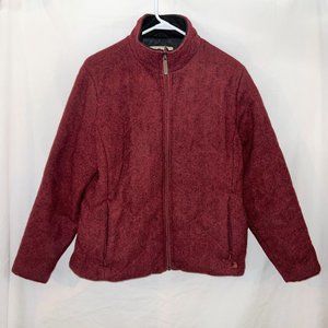 Woolrich Womens Sz M Ruby Heather Wool Jacket Full Zip Coat Pockets Lined Maroon